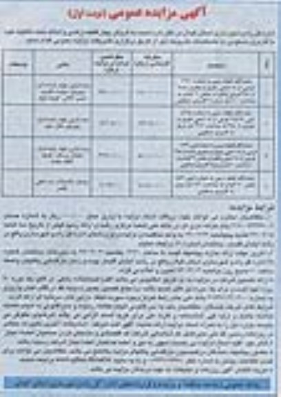 مزایده, چهارقطعه اراضی و املاک