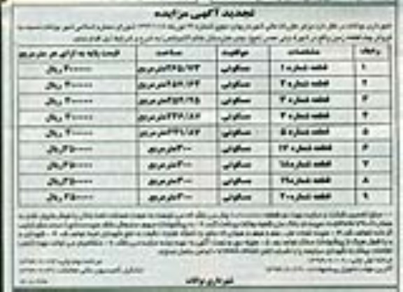 مزایده,چند قطعه زمین