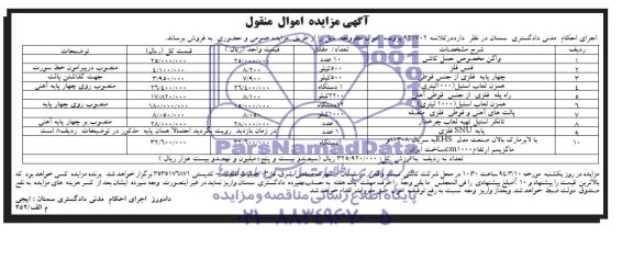 مزایده اموال منقول , مزایده اموال منقول 10 عدد واگن مخصوص حمل کاشی