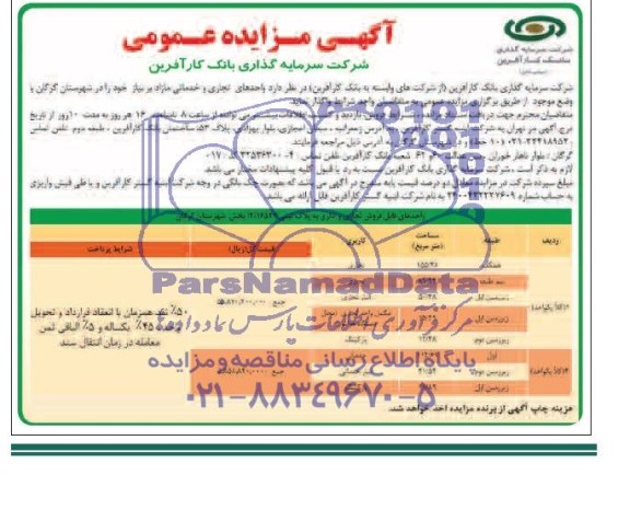 مزایده,واگذاری واحدهای تجاری و خدماتی