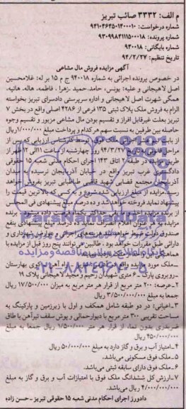 مزایده, ملک