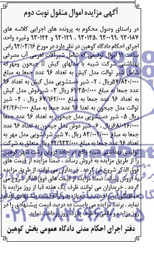 آگهی مزایده ,مزایده شیر دستشویی