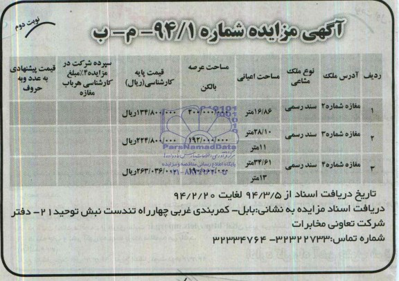 مزایده,سه باب مغازه
