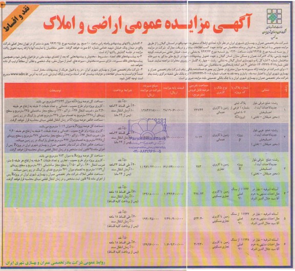 مزایده,تعدادی از املاک