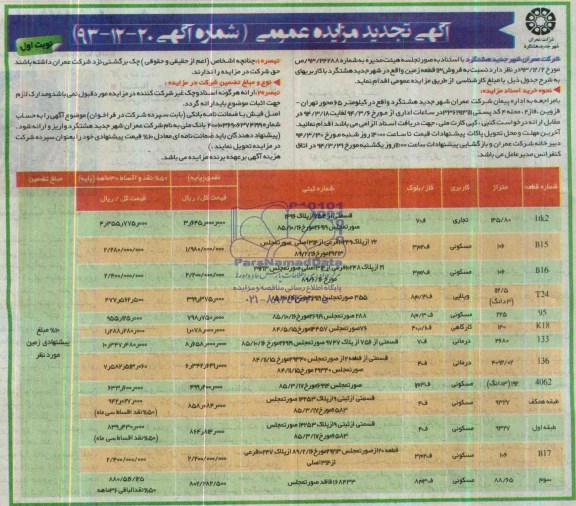مزایده,سیزده قطعه زمین