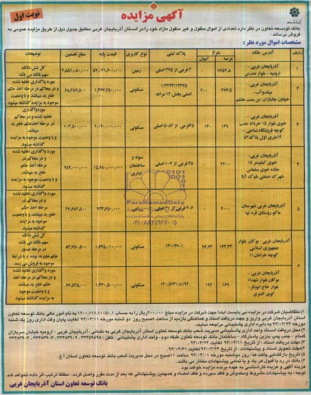 مزایده,تعدادی از اموال منقول و غیرمنقول مازاد