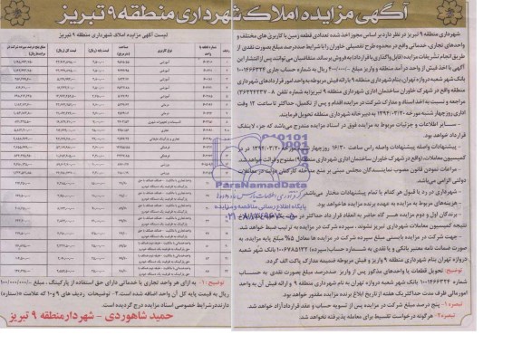 مزایده,تعدادی قطعه زمین