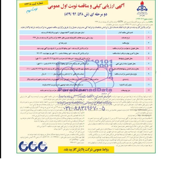 آگهی ارزیابی کیفی و مناقصه عمومی دو مرحله ای,مناقصه  بروز رسانی سیستم الکترونیک دوربین های CCTY