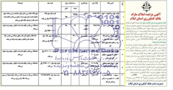 مزایده,تعداد شش فقره از املاک مازاد