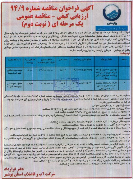 آگهی فراخوان مناقصه,مناقصه نوسازی اصلاح و توسعه شبکه توزیع آب