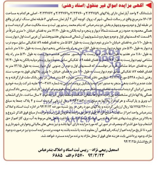 مزایده,چهار واحد اپارتمان