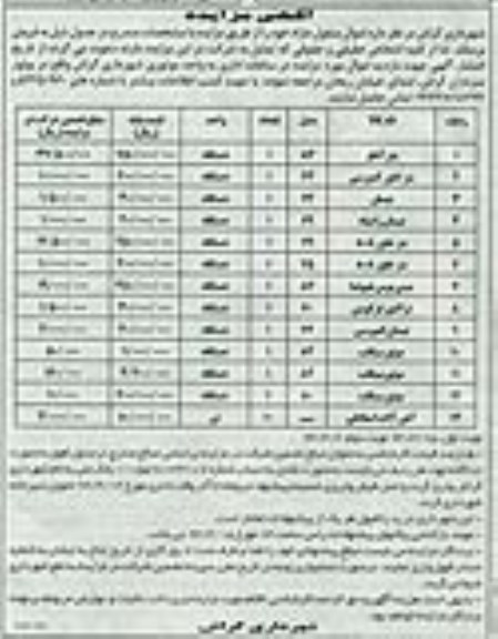 آگهی مزایده , مزایده اموال منقول مازاد 