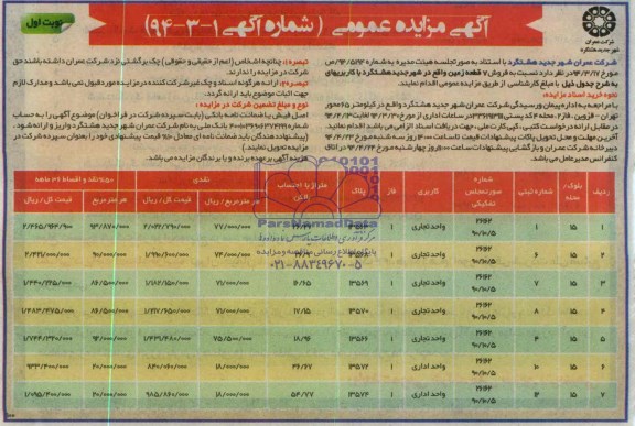 مزایده,هفت قطعه زمین