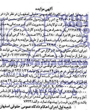 مزایده,تعداد 280 شل تن ماهی