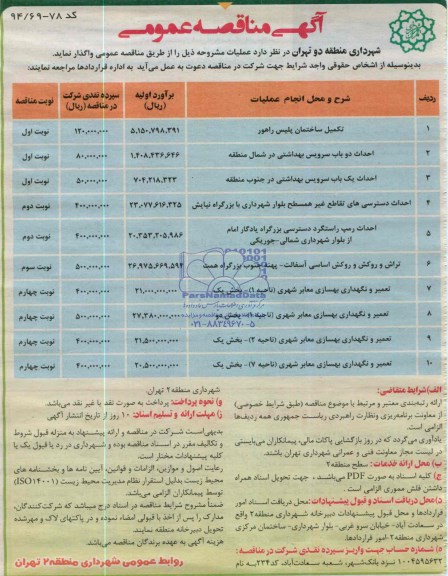 آگهی مناقصه عمومی , مناقصه تکمیل ساختمان پلیس راهور و ...