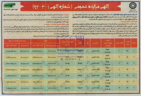 مزایده,هفت قطعه زمین