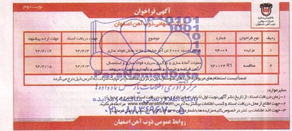 آگهی فراخوان , مزایده فروش حدود 2000 تن آجر ضایعاتی مازاد