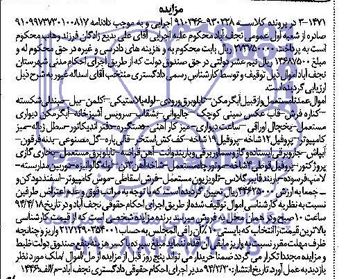 آگهی مزایده, مزایده فروش آبگرمکن ، تابلو برق ورودی - لوله پلاستیکی