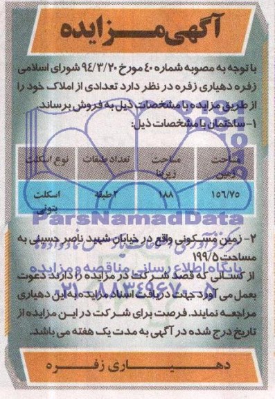 مزایده,تعدادی از املاک