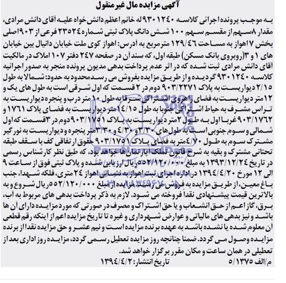 مزایده,پلاک ثبتی