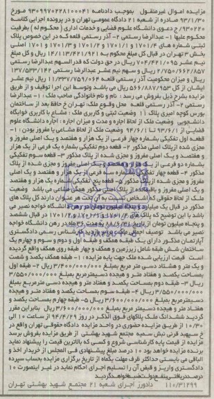 مزایده,ملک مشاع کاربری خوابگاه