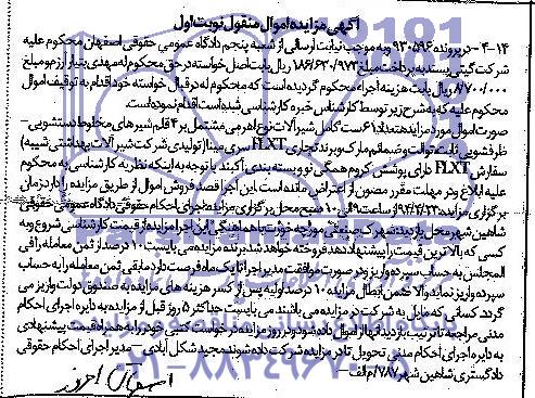 آگهی مزایده, مزایده تعداد 61 ست کامل شیرآلات نوع اهرمی 