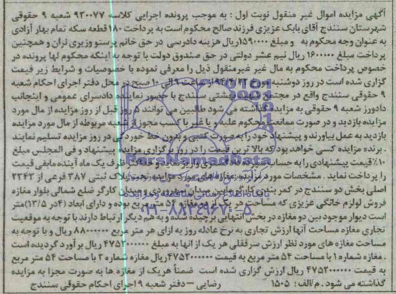 مزایده,مغازه های تجاری