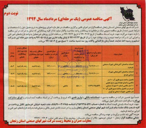 آگهی مناقصه عمومی یک مرحله ای,مناقصه احداث ساختمان آتش نشانی