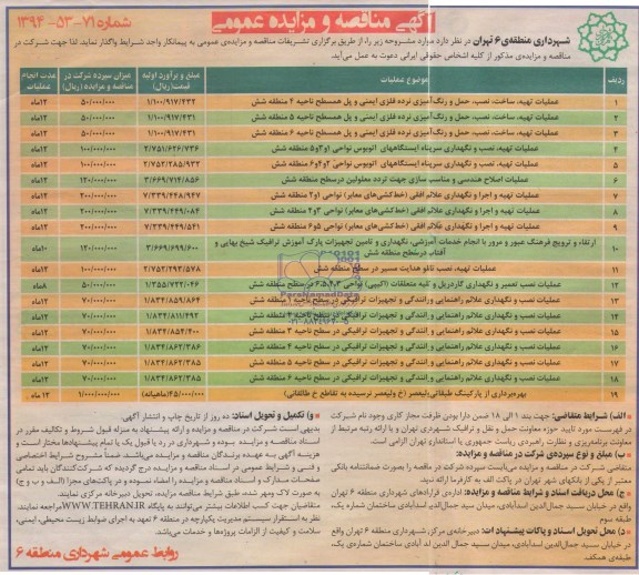 آگهی مناقصه و مزایده عمومی,مزایده بهره برداری از پارکینگ طبقاتی ولیعصر