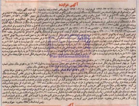 مزایده,اپارتمان