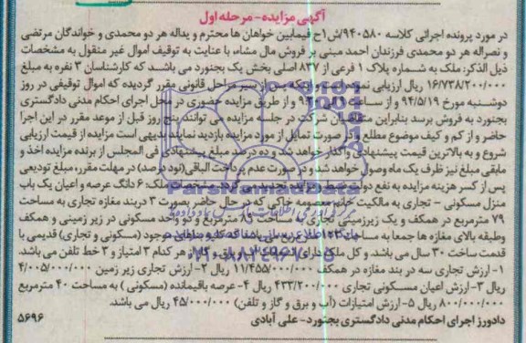 مزایده,منزل مسکونی تجاری