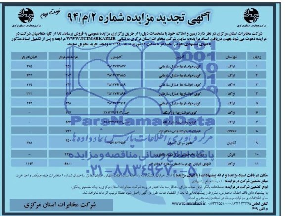 مزایده,زمین و املاک