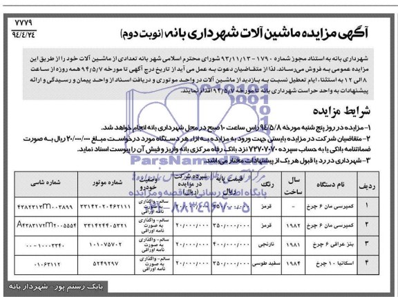 مزایده , مزایده تعدادی از ماشین آلات  ( کمپرسی مان 6 چرخ)