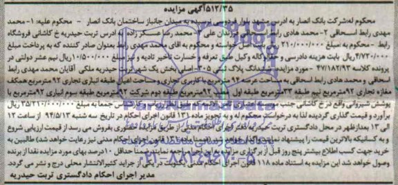 مزایده,پلاک ثبتی