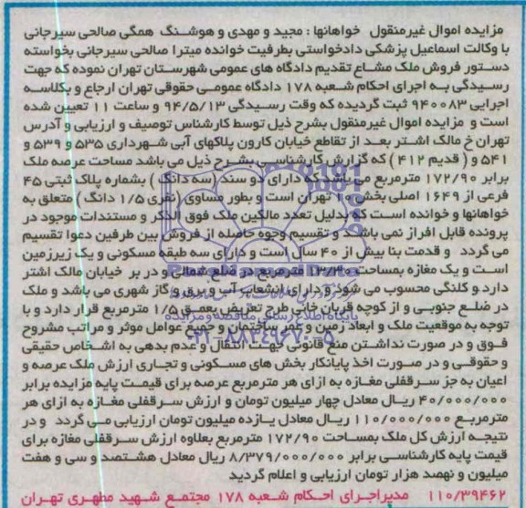 مزایده, فروش ملک