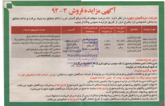 مزایده فروش , مزایده فروش تولید و فرآوری انواع گریدهای قیری و خردایش میکرونیزه قیر طبیعی 