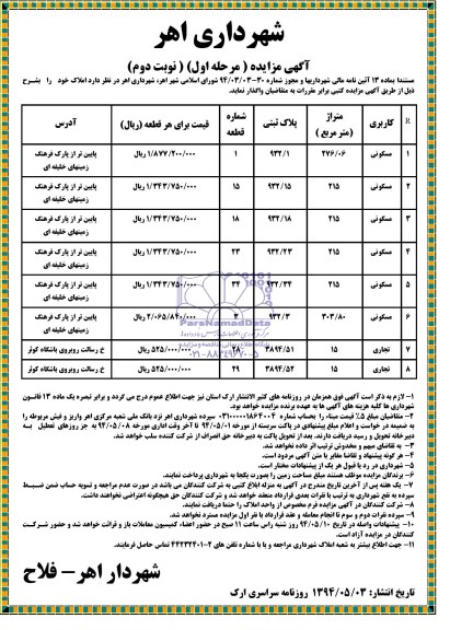 مزایده,املاک