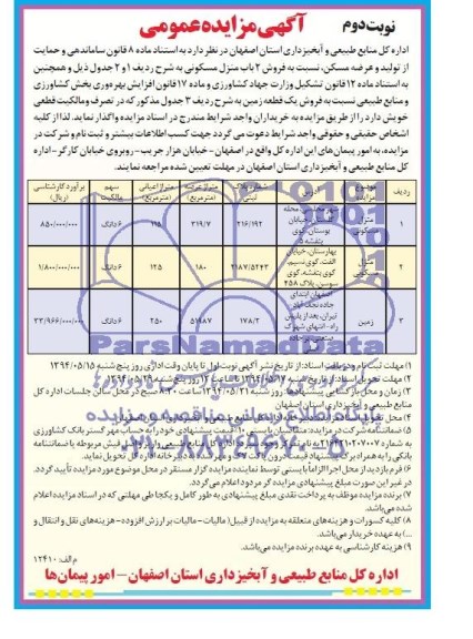 مزایده,دو باب منزل مسکونی