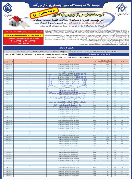 مزایده,تعدادی از املاک