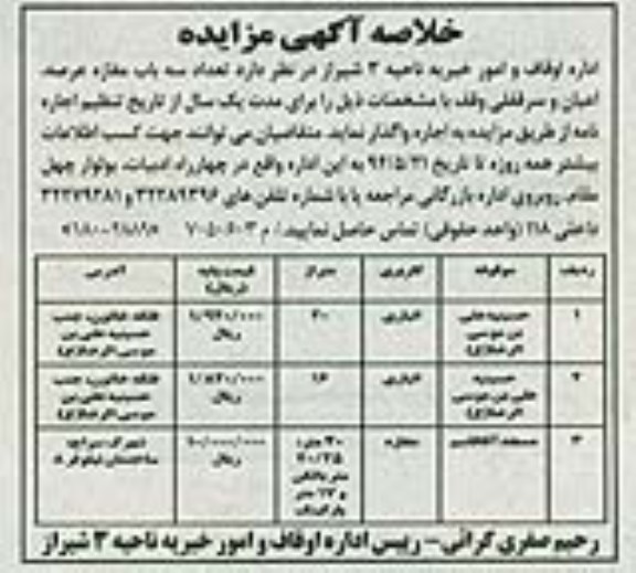 مزایده,یکباب خانه و یکباب مغازه دو دری