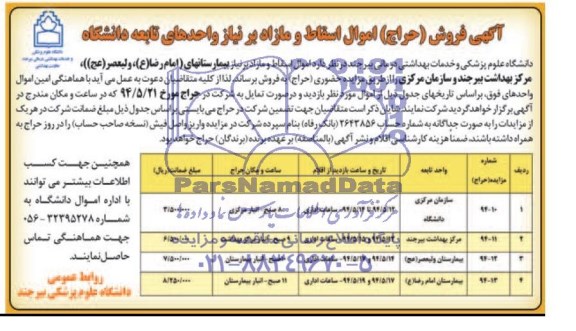 مزایده, مزایده فروش اموال اسقاط و مازاد
