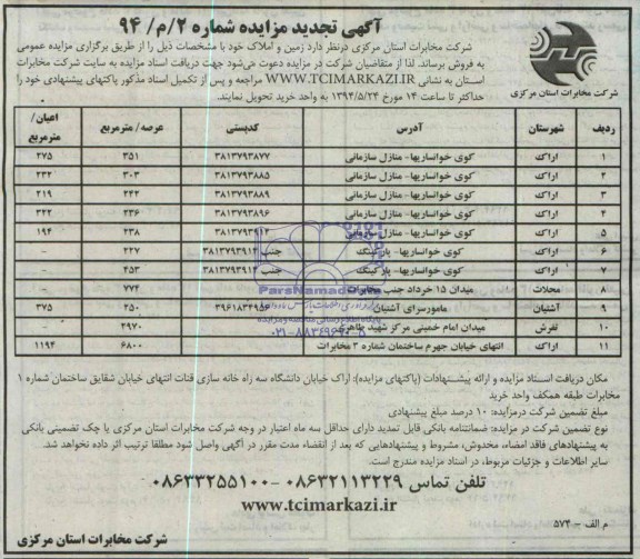 مزایده,زمین و املاک