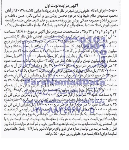 مزایده,هفت باب مغازه