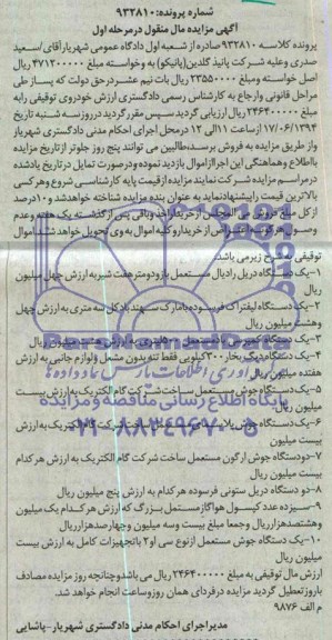 مزایده یک دستگاه دریل رادیال ...