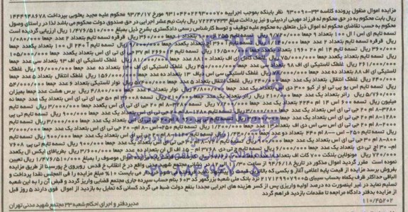 مزایده اموال منقول,مزایده  تسمه تایم ای اس ا ال