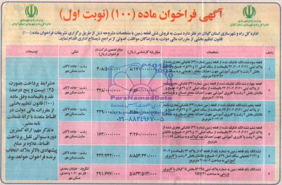 مزایده,فروش شش قطعه زمین