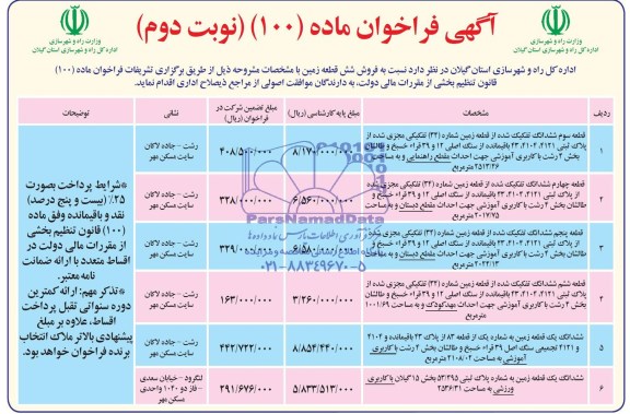 مزایده,فروش شش قطعه زمین
