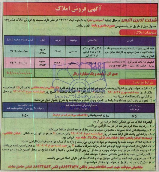مزایده,فروش املاک 