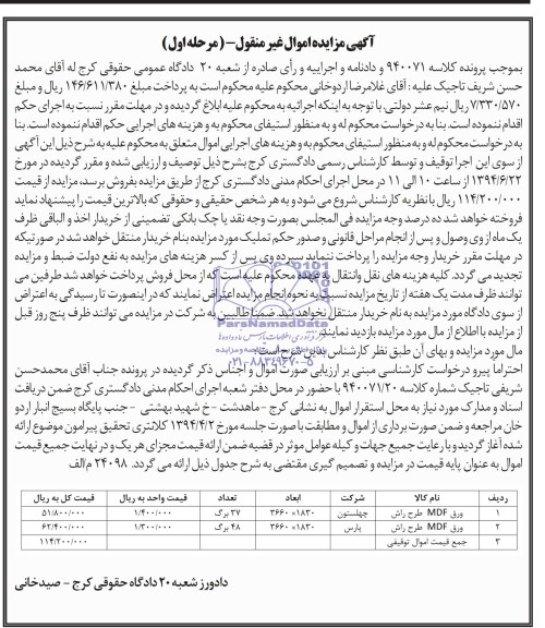 مزایده ورق mdf طرح راش
