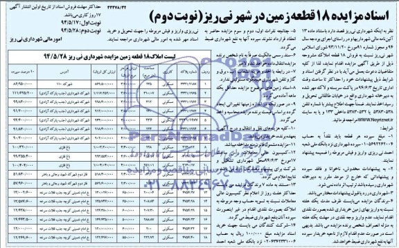 مزایده,فروش 18 قطعه املاک